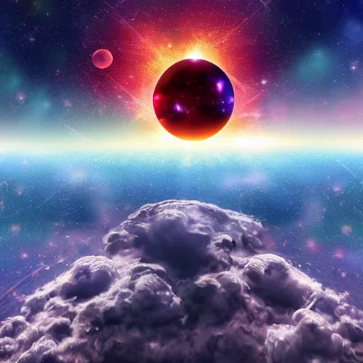 Image similar to over the sun and the stars, surreal, hd