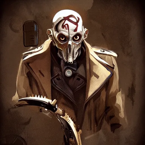 Image similar to old charismatic mechanic, dishonored art style