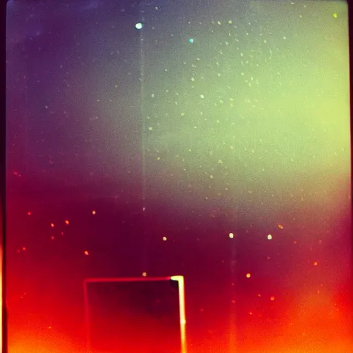 Prompt: night sky photographed through a pane of frosted glass, blacks and blues, vivid, ektachrome print, color reversal film, nikkor 3 5 mm