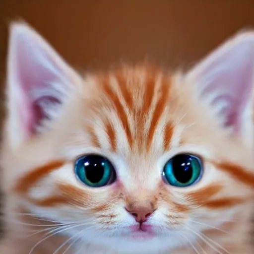 Image similar to happy cute fluffy orange tabby kitten, big eyes