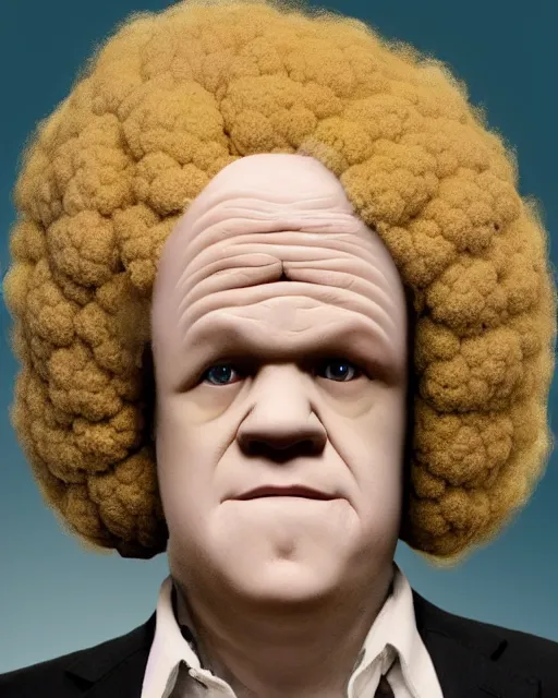 Image similar to john c reilly's head with wig made of cauliflower