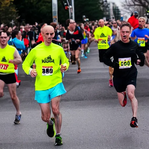 Image similar to portrait of nosferatu running a marathon, sport photography