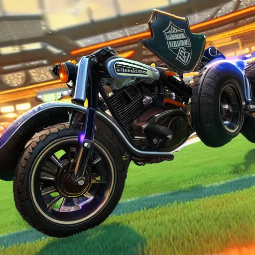 Image similar to a harley davidson on rocket league, high resolution