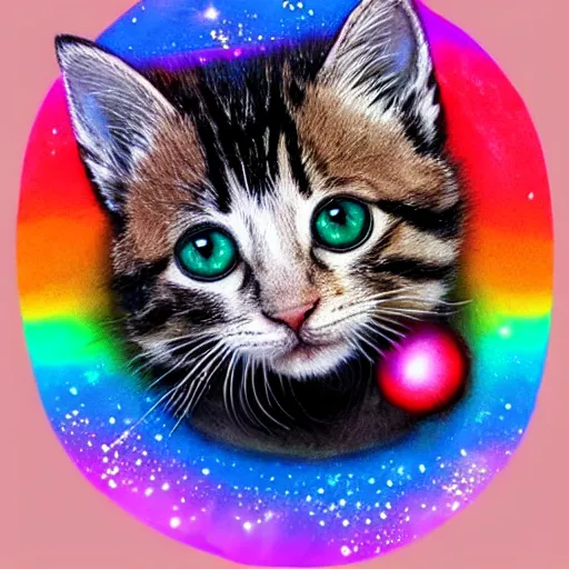 Prompt: rainbow cosmic cute kitten