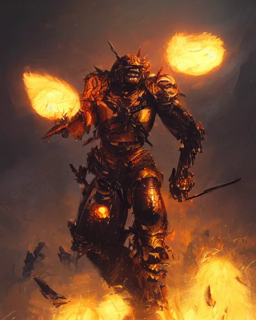 Prompt: oil painting of Angry Robot Berserker, wearing fur armor, claws, sharp focus, attack pose, fantasy style, octane render, volumetric lighting, 8k high definition, by greg rutkowski, highly detailed, trending on art Station, magic the gathering artwork, burning Battlefield background, centered