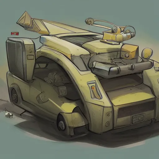 Image similar to 2d concept art of small vehicle by Dawid Michalczyk