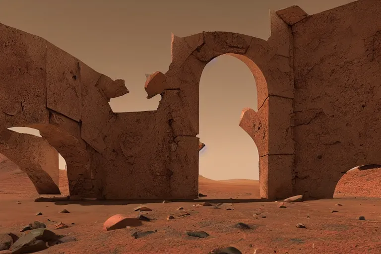 Image similar to a portal gate in the ruins on mars leads to another dimension, portal, gate, dimension, in the 4 0 th millenia, arstation
