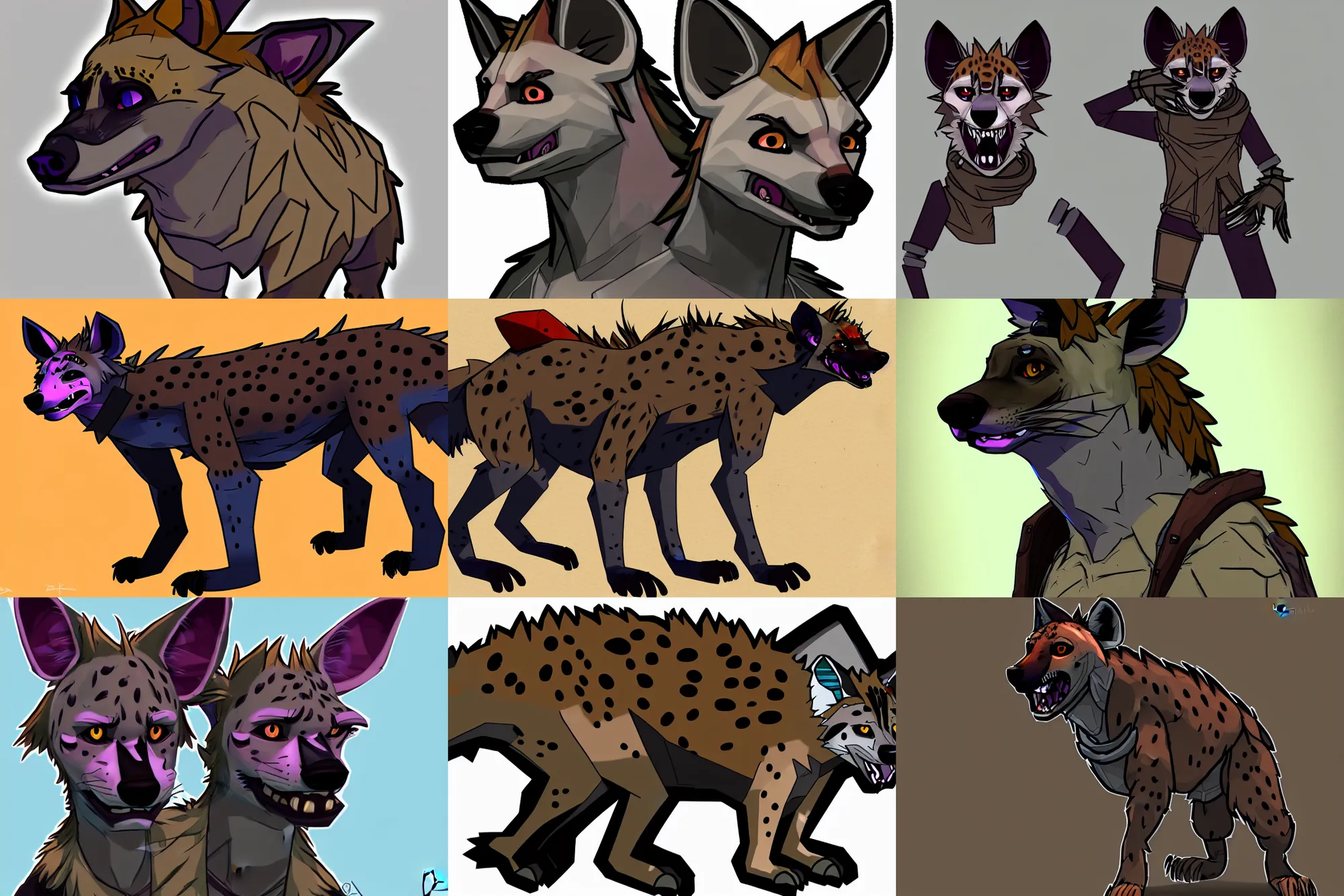 Image similar to illustration of a male hyena fursona ( from the furry fandom ), borderlands style