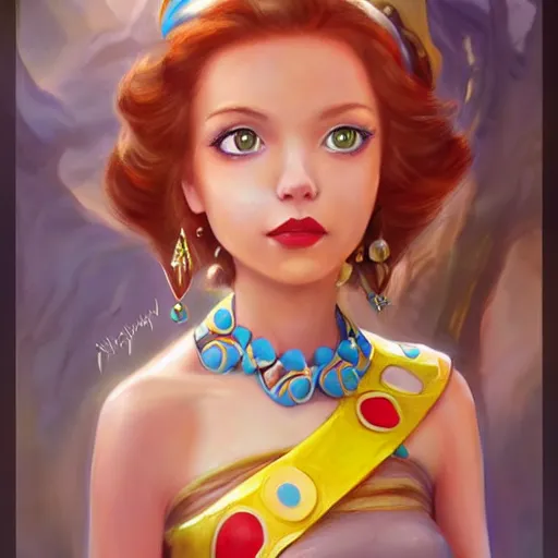 Prompt: beautiful close up, princess daisy from super mario as realistic brunette human character art portrait, matte fantasy painting, deviantart artstation, by jason felix by steve argyle by tyler jacobson by peter mohrbacher, cinema c 9. 0