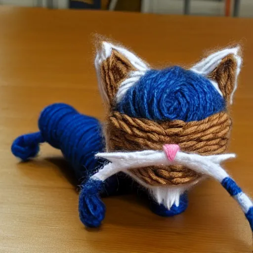 Prompt: cat made from yarn