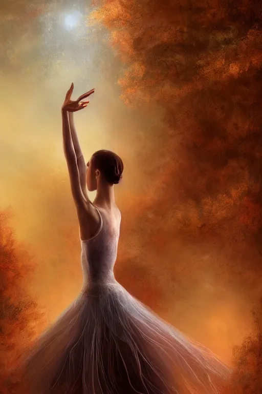 Image similar to prima ballerina, gorgeous, ethereal, intricate, elegant, volumetric lighting, nature scenery, digital painting, highly detailed, artstation, sharp focus, illustration, concept art, clive barker