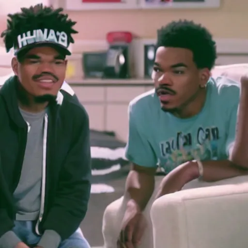 Image similar to a tv still of Chance The Rapper starring as a college student in a 1993 black sitcom