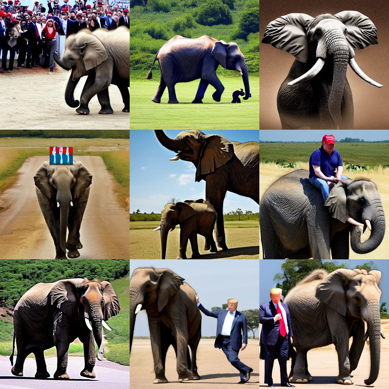 Prompt: Donald Trump riding an elephant
