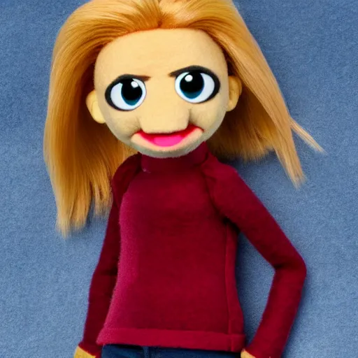 Image similar to buffy the vampire slayer as a muppet. highly detailed felt. hyper real photo. 4 k.