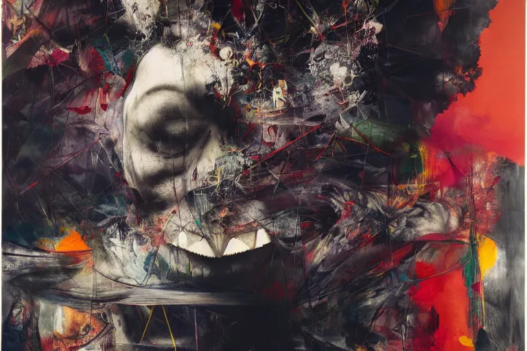 Image similar to the physical impossibility of death, in a brutalist designed space ship, gothic, rich deep colours, painted by francis bacon, adrian ghenie, james jean and petra cortright, part by gerhard richter, part by takato yamamoto. 8 k masterpiece