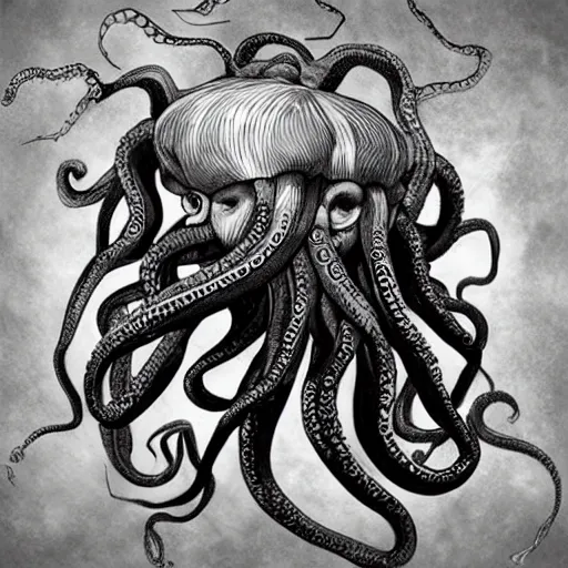 Image similar to giant medusa octopus chimera