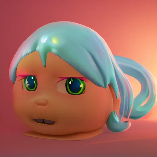 Image similar to cute fumo plush of a blob googirl, chibi monster girl, stylized shiny reflective refractive transparent liquid pbr material, vray