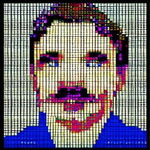 Image similar to tom selleck, vivid colors, 8 - bit pixel art