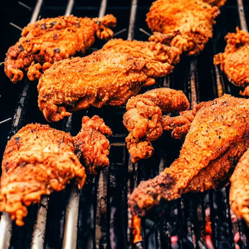 Image similar to photo of fried chicken on a charcoal bbq