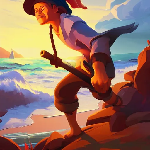 Image similar to painting treasure on sea of thieves game smooth median photoshop filter cutout vector, behance hd by jesper ejsing, by rhads, makoto shinkai and lois van baarle, ilya kuvshinov, rossdraws global illumination