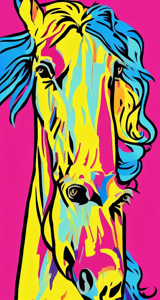 Prompt: horse, pop art, symmetrical