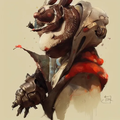 Image similar to concept art of anthropomorphized animal, highly detailed painting by dustin nguyen, akihiko yoshida, greg tocchini, 4 k, trending on artstation, 8 k