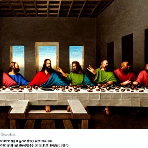 Image similar to photo of Kanye West in the Last Supper