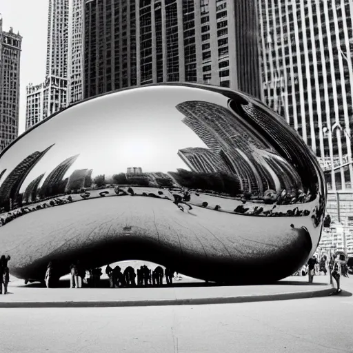 Image similar to the chicago bean as a black jelly bean, photography, kodak film, 5 0 mm