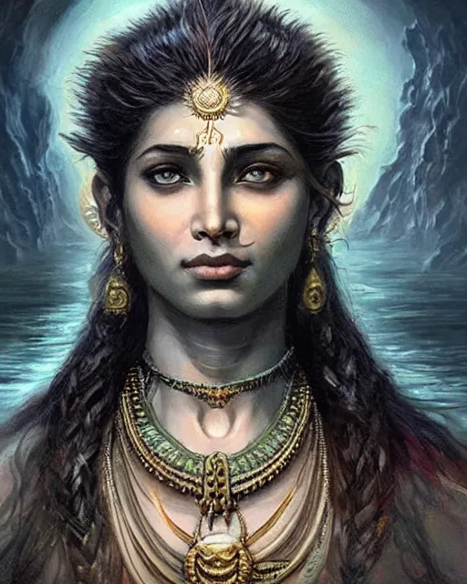 Image similar to shiva, hyper realistic face, beautiful eyes, fantasy art, in the style of greg rutkowski, intricate, hyper detailed, smooth