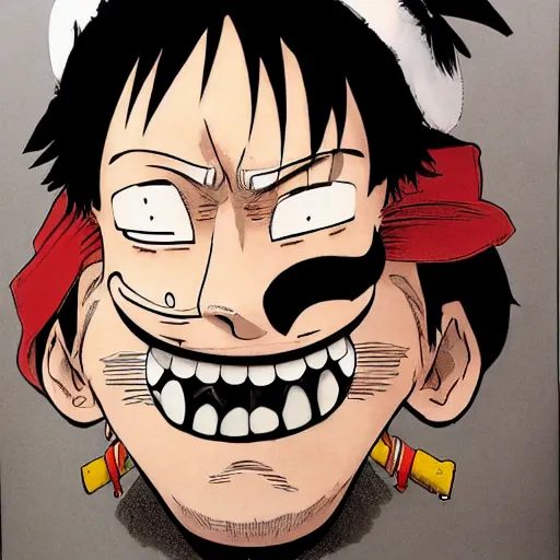 Image similar to [ luffy mustache ] ( by kim jung gi ) ( by george morikawa )