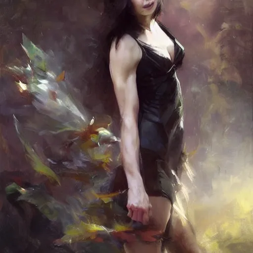 Image similar to ! dream snack woman hybrid, long, black scales, chest coverd, cinematographic shot, by daniel f. gerhartz