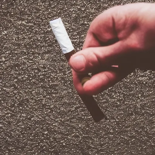 Image similar to cigarette in fingers, hand holding cigarette, hyper realistic