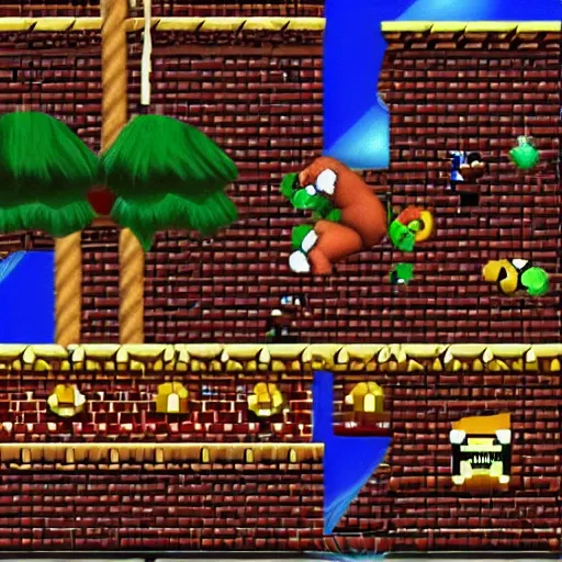 Prompt: donkey kong in super mario