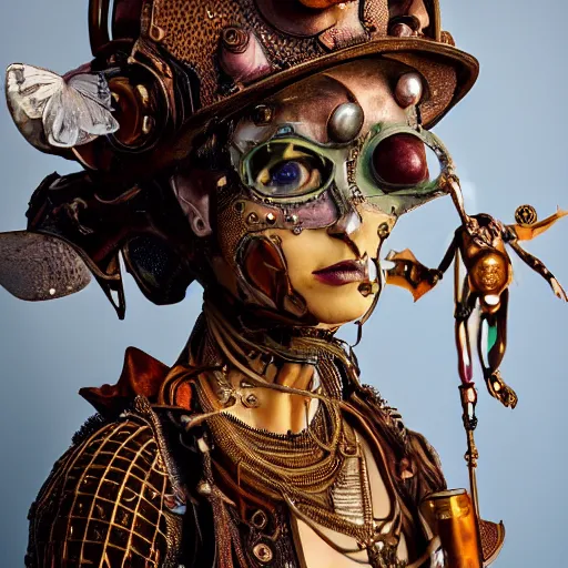 Prompt: curiosities carnival, soft paint of a single beautiful female in a full steampunk armor, symmetry accurate features, focus, very intricate ultrafine details, award winning masterpiece
