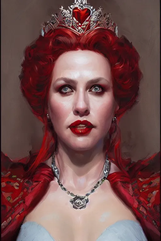 Prompt: Queen of Hearts, closeup character portrait art by Donato Giancola, Craig Mullins, digital art, trending on artstation