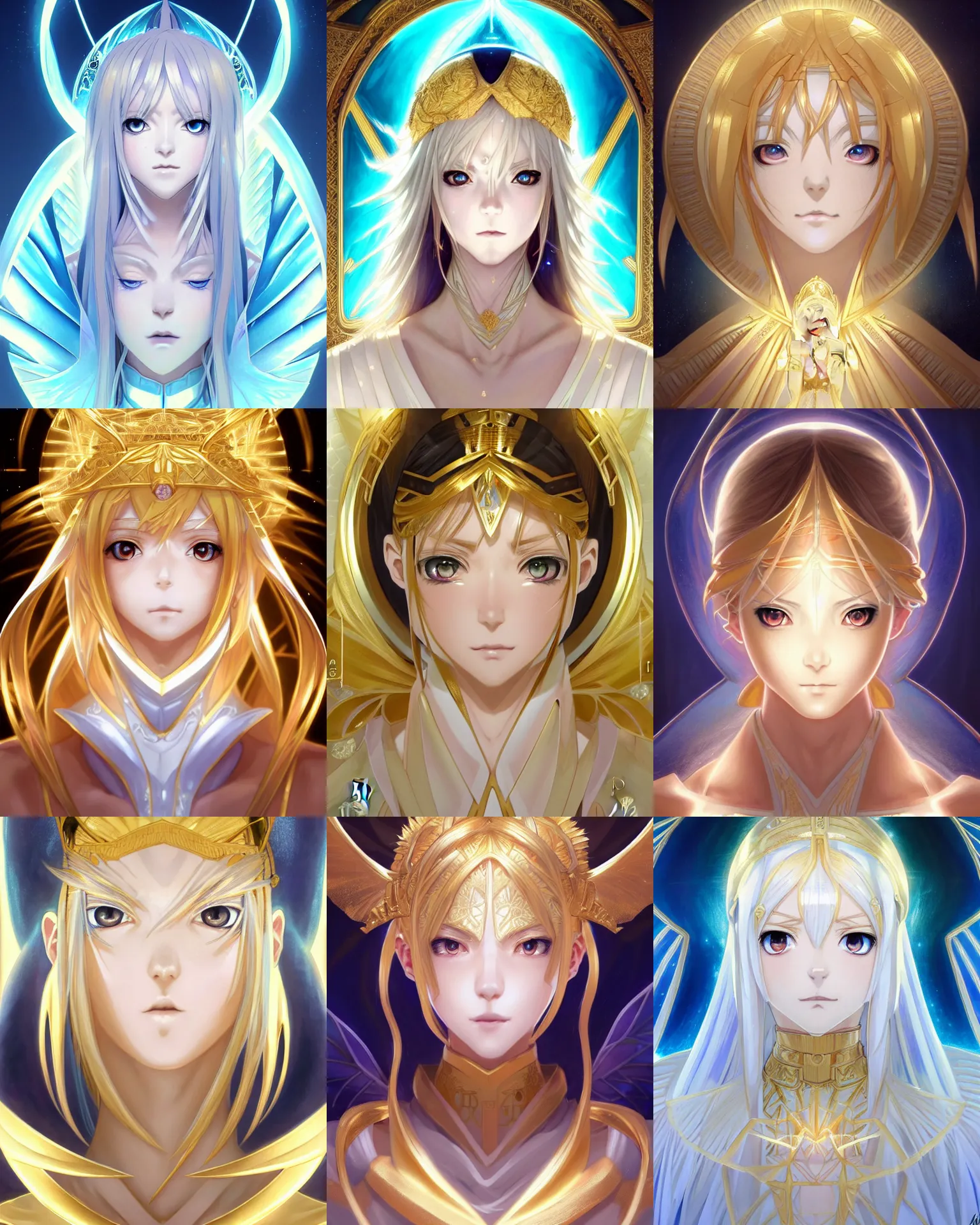 Prompt: symmetry!!!!!! beautiful anime ice angel close portrait, wearing golden inscriptions robes, ultra detailed, elegant, intricate, golden ratio, pixar, anime, dynamic lighting, digital art, digital painting, artstation, wlop, sharp focus, illustration, art by artgerm and greg rutkowski and alphonse mucha, 8 k