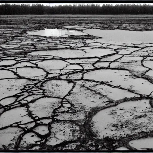 Image similar to 10000 year old meme about how The ice cleared out of the land leaving behind a quagmire of mud, swamps and sloughs. It remained an inhospitable environment for some time.