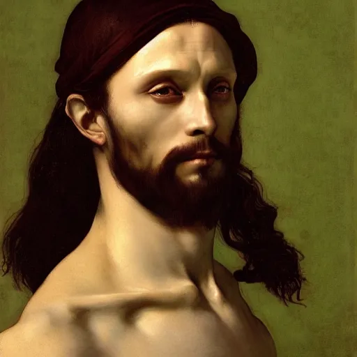 Image similar to portrait of leonardo davinci by ross tran and artgerm and john collier and gustave courbet