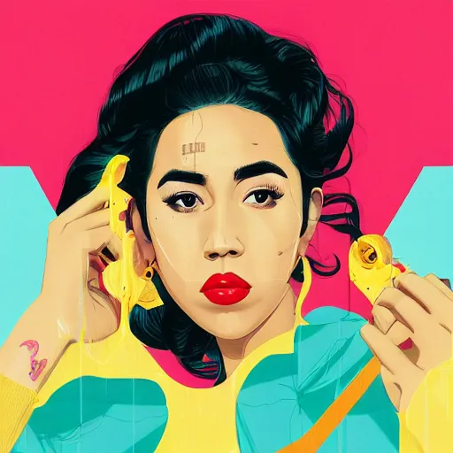 Image similar to Kali Uchis profile picture by Sachin Teng, asymmetrical, Organic Painting , Matte Painting, geometric shapes, hard edges, graffiti, street art:2 by Sachin Teng:4