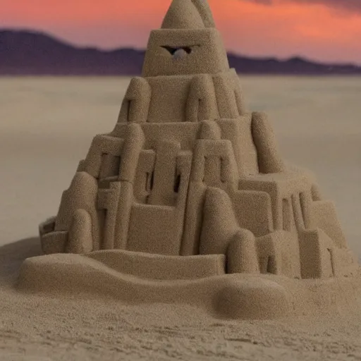 Image similar to a sandcastle in the shape of nathan fillion