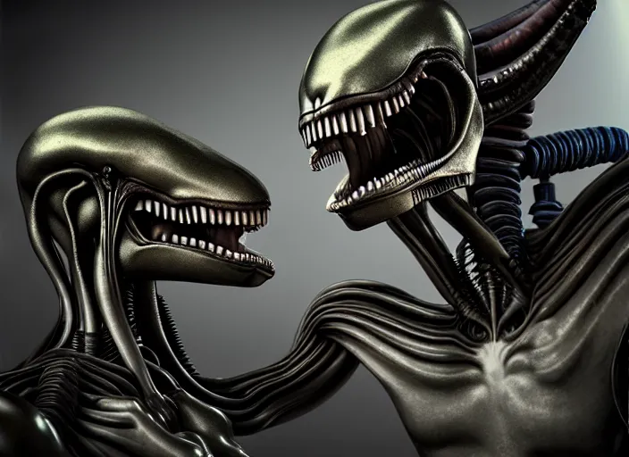 Image similar to xenomorph wedding, art by Giger, octane render, hyperrealism, 8k