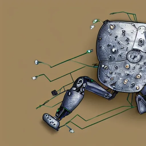 Prompt: a realistic illustration of a cyborg cell that's based on a mammal cell