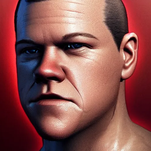 Image similar to hyperrealistic mixed media image of Matt Damon bald with scalp shaped !!foreskin!!, stunning 3d render inspired art by István Sándorfi and Greg Rutkowski, perfect facial symmetry, realistic, highly detailed attributes and atmosphere, dim volumetric cinematic lighting, 8k octane extremely hyper-detailed render, post-processing, masterpiece,