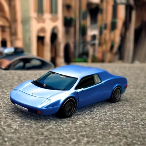 Image similar to 3 5 mm photo of pininfarina car like hot wheels model, rome background, epic cinematic