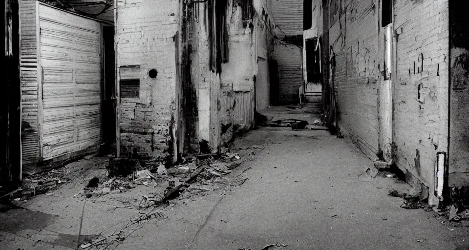 Image similar to ghost in an abandoned alleyway, photograph by greg girard. 1 9 7 6.