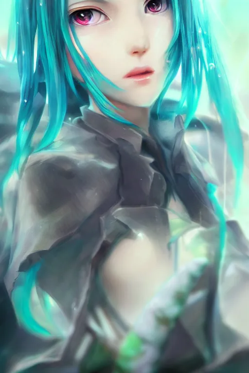 Image similar to beautiful, miku, digital painting, portrait , cinematic lighting, highly detailed, concept art, Atmosphere, illustration, smooth, sharp focus, editor's pickup, trending on artstation, trending on deviantart