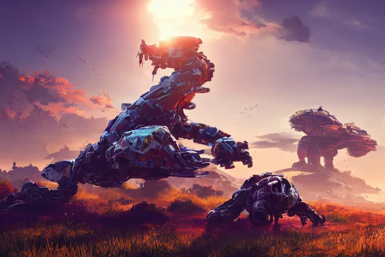 Image similar to shellsnapper machine mecanical creature robot of horizon forbidden west horizon zero dawn radiating a glowing aura global illumination ray tracing hdr fanart arstation by ian pesty and alena aenami artworks in 4 k