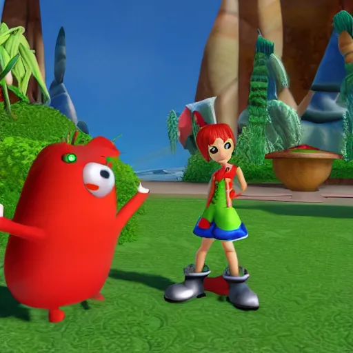 Image similar to veggie tales in kingdom hearts, video games, 3d, detailed