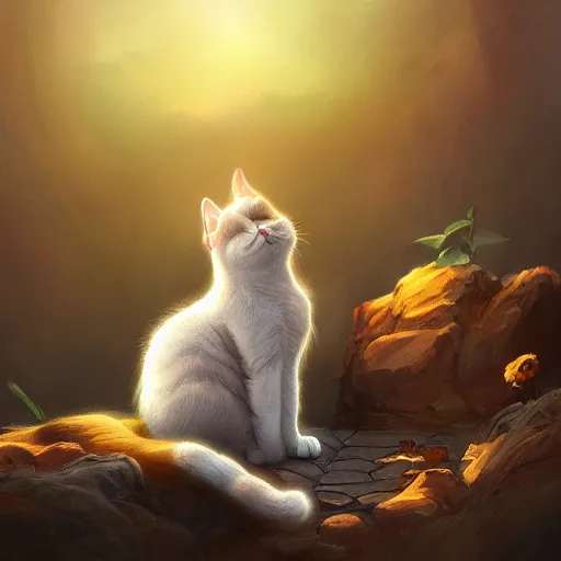 Image similar to cat heaven, trending on artstation