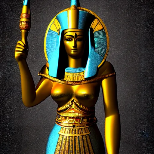 Prompt: ancient egyptian god isis, depicted as a 3 d render, artstation, blender